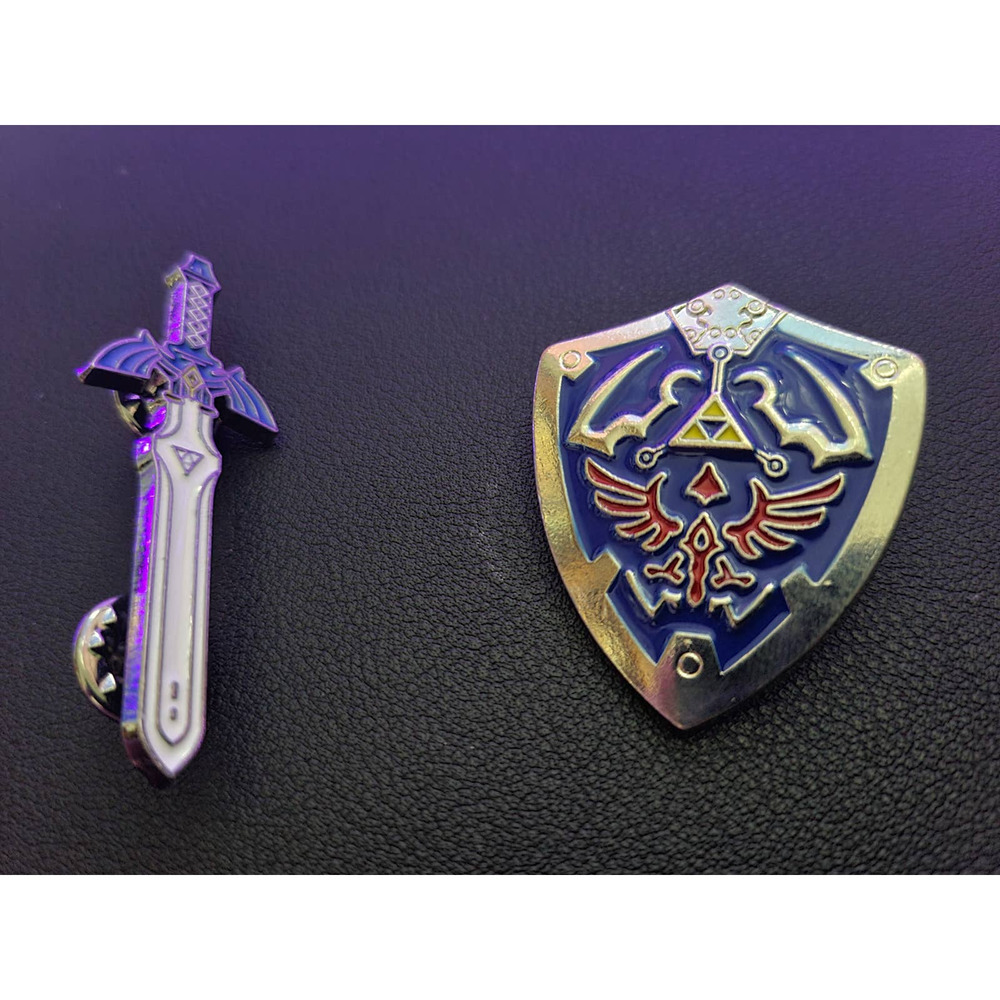 2 - Legend of Zelda Pins - Master Sword & Hylian Shield